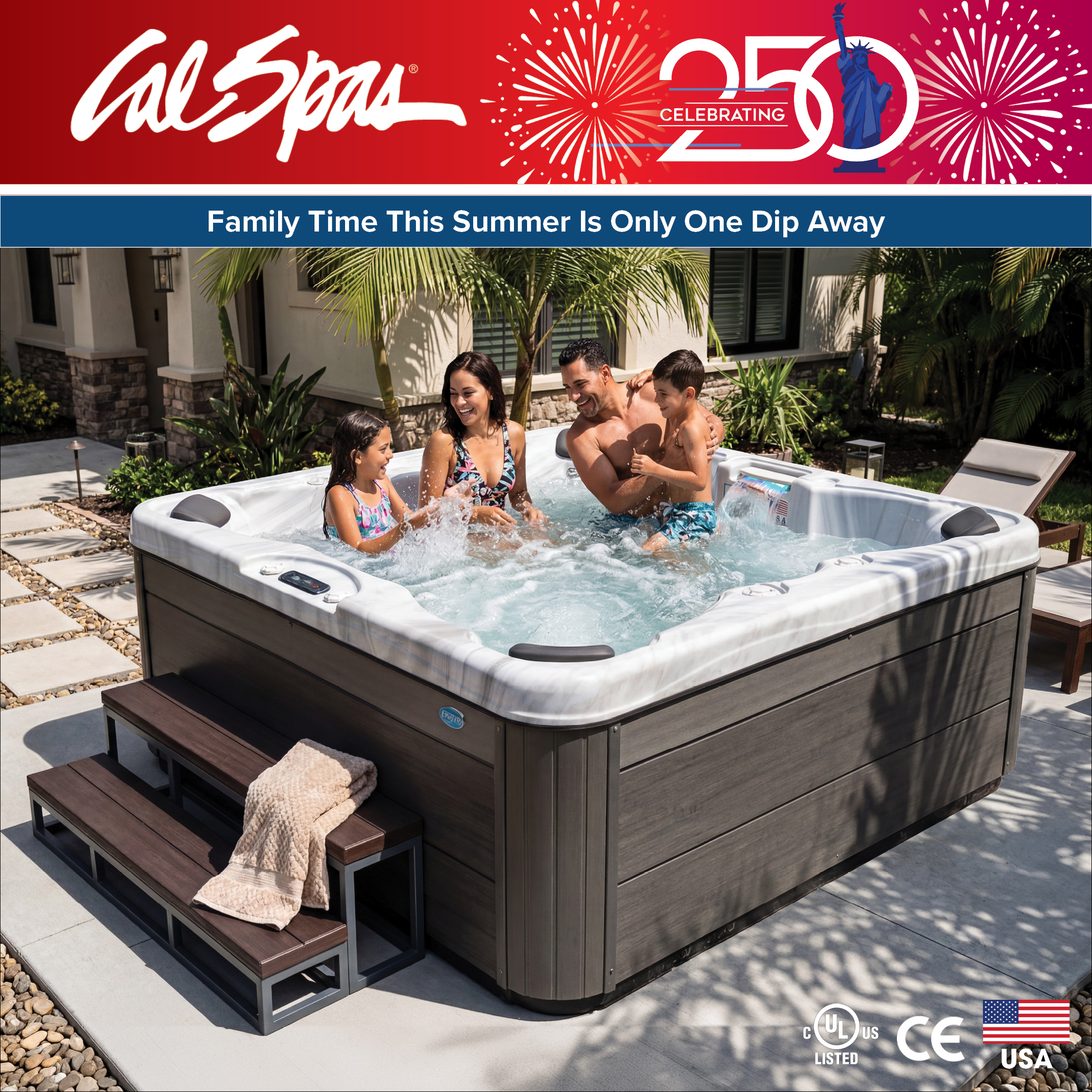 Calspas hot tub being used in a family setting - Ecatepec